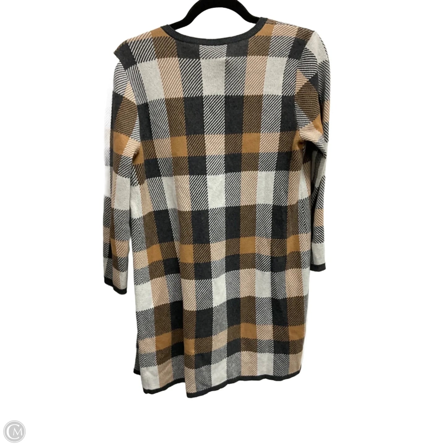 Sweater Cardigan By Loft In Plaid Pattern, Size: S