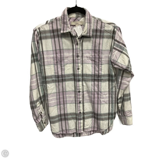 Top Long Sleeve By Loft In Plaid Pattern, Size: Xs