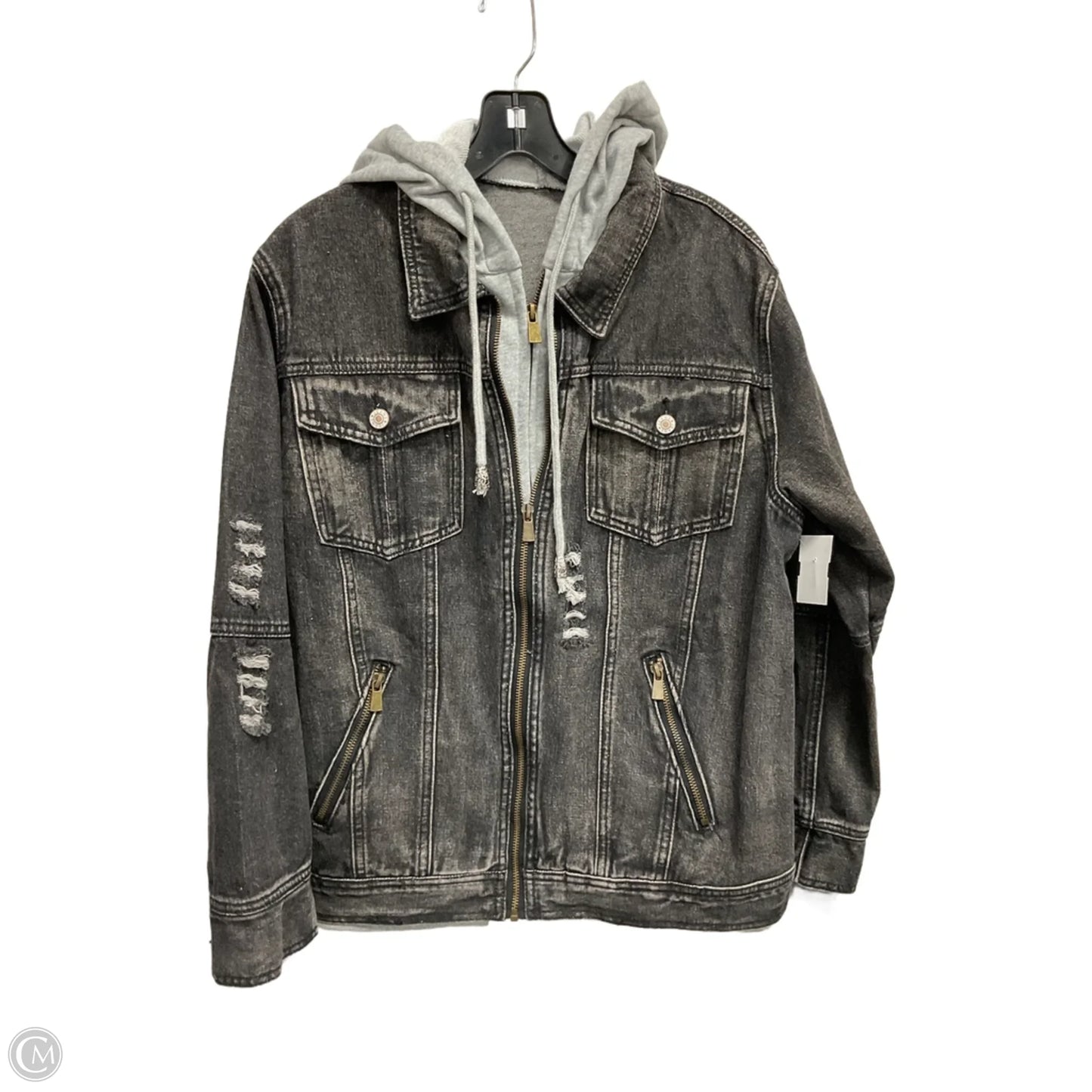 Jacket Denim By Clothes Mentor In Black Denim, Size: L