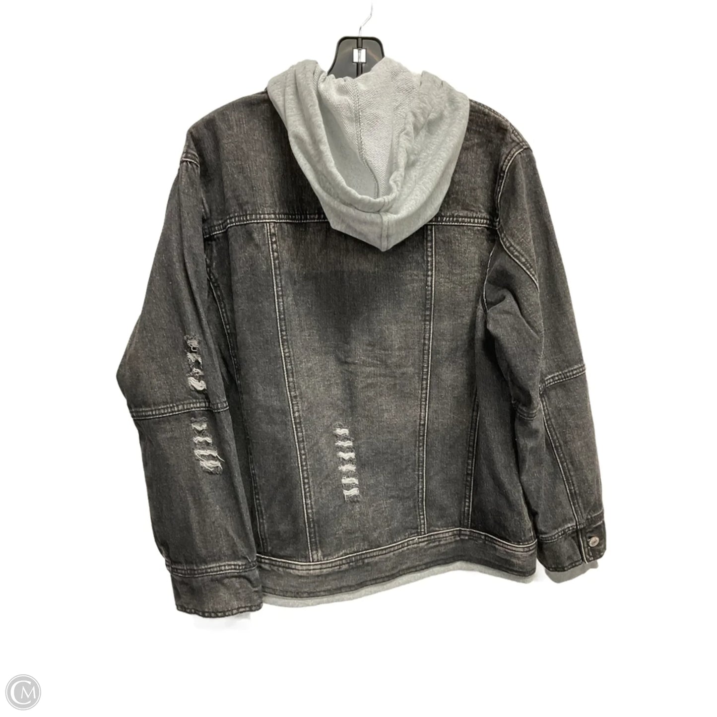 Jacket Denim By Clothes Mentor In Black Denim, Size: L