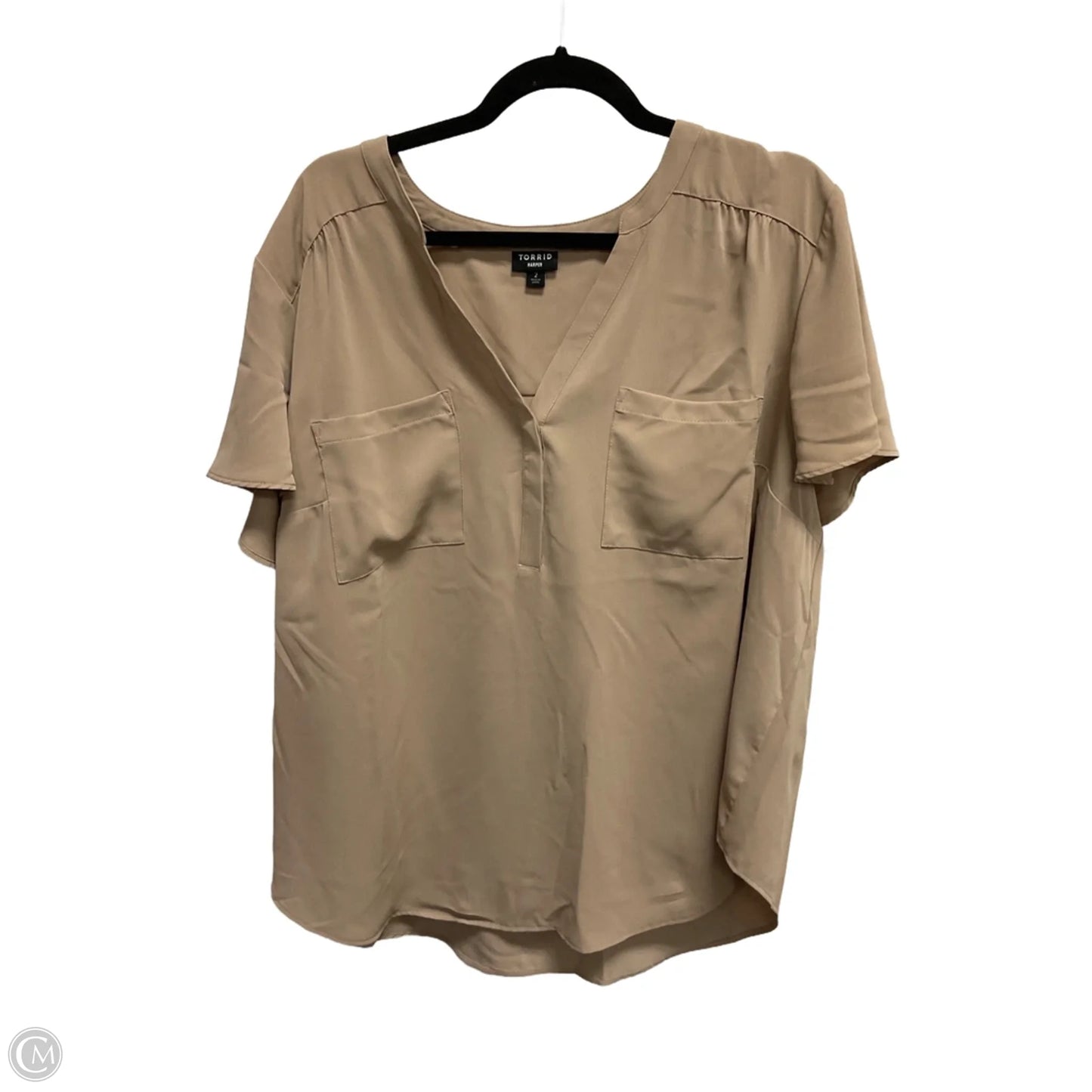 Blouse Short Sleeve By Torrid In Beige, Size: L