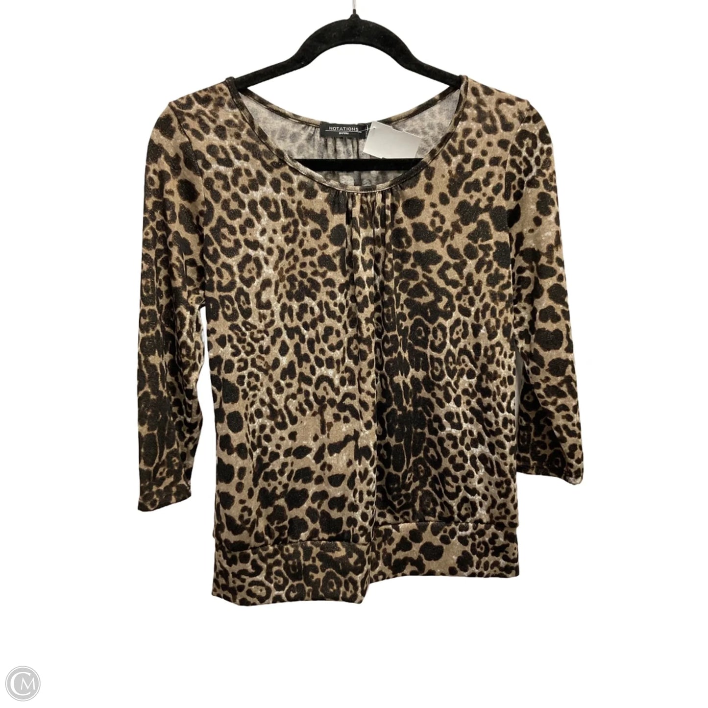 Top 3/4 Sleeve By Notations In Leopard Print, Size: Sp