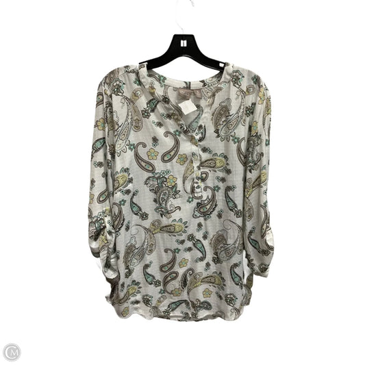 Blouse Long Sleeve By Chicos In Paisley Print, Size: Xl