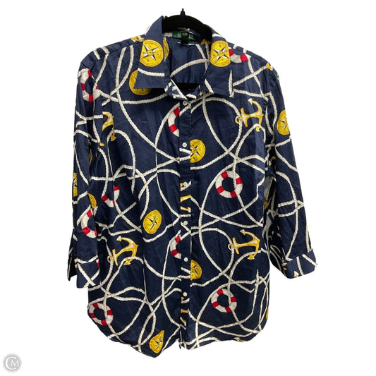 Blouse 3/4 Sleeve By Lauren By Ralph Lauren In Nautical Print, Size: 2x