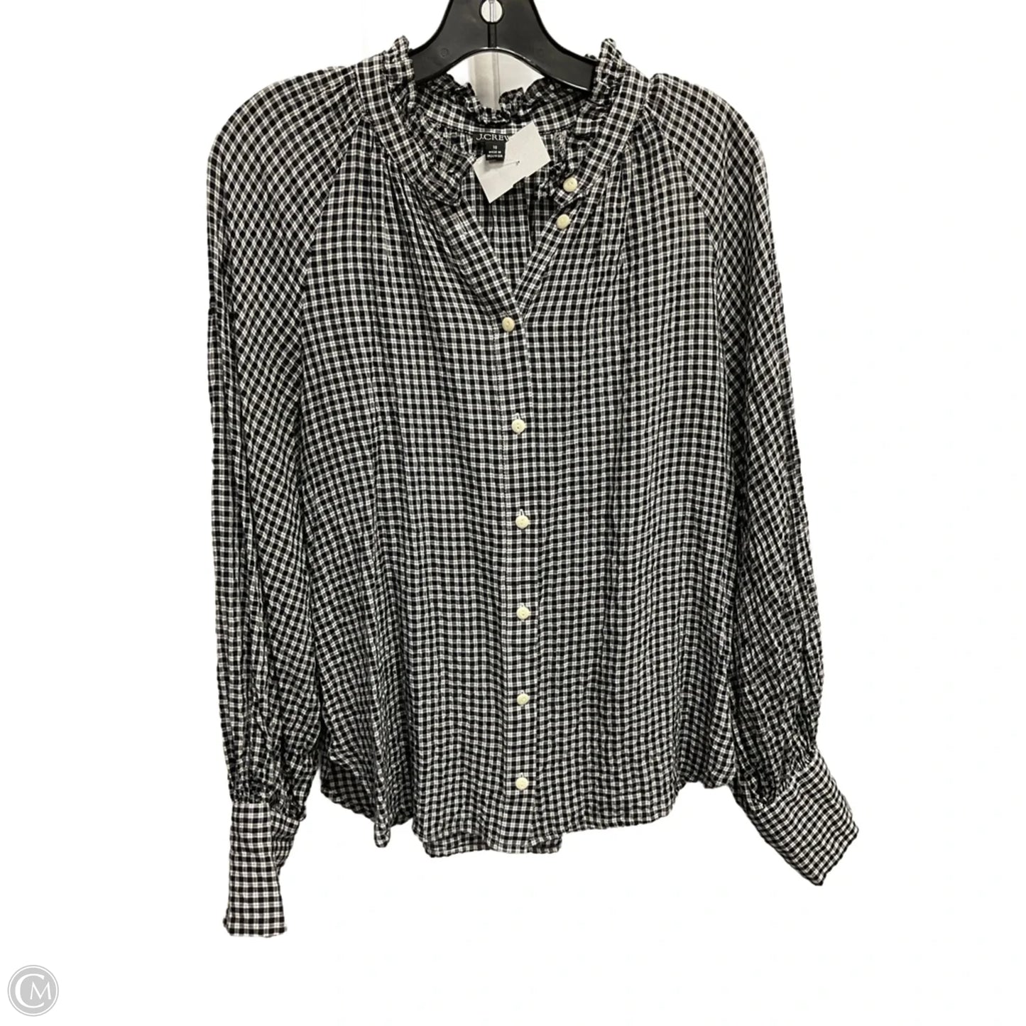 Blouse Long Sleeve By J. Crew In Checkered Pattern, Size: M