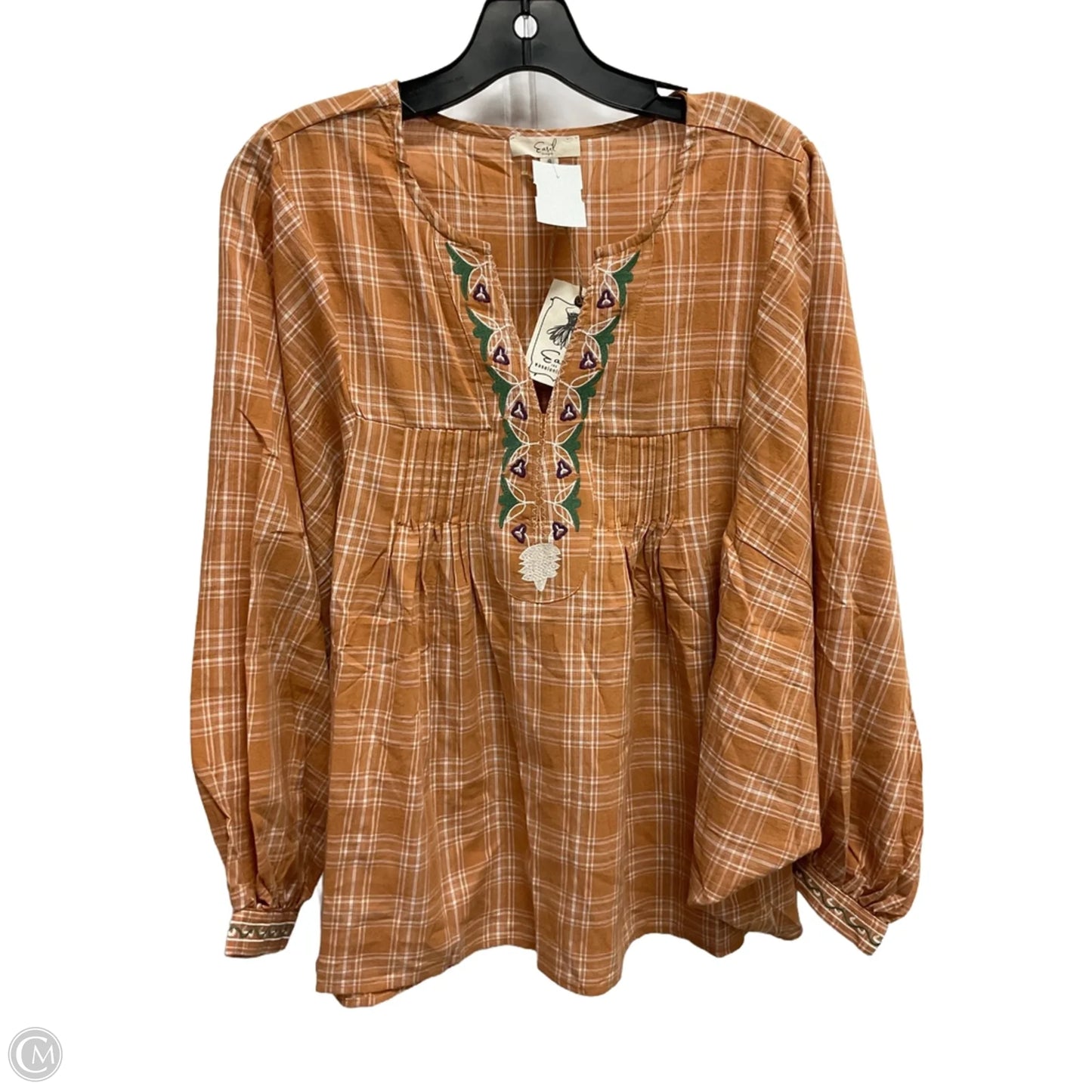 Top Long Sleeve By Easel In Orange, Size: S