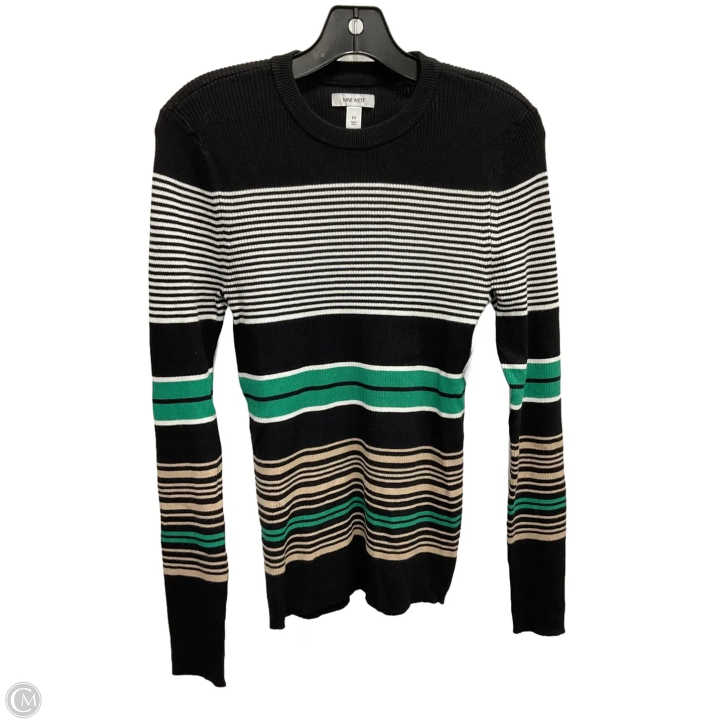 Top Long Sleeve By Nine West In Striped Pattern, Size: M