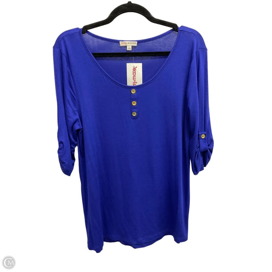Top 3/4 Sleeve Basic By Zenana Outfitters In Blue, Size: L
