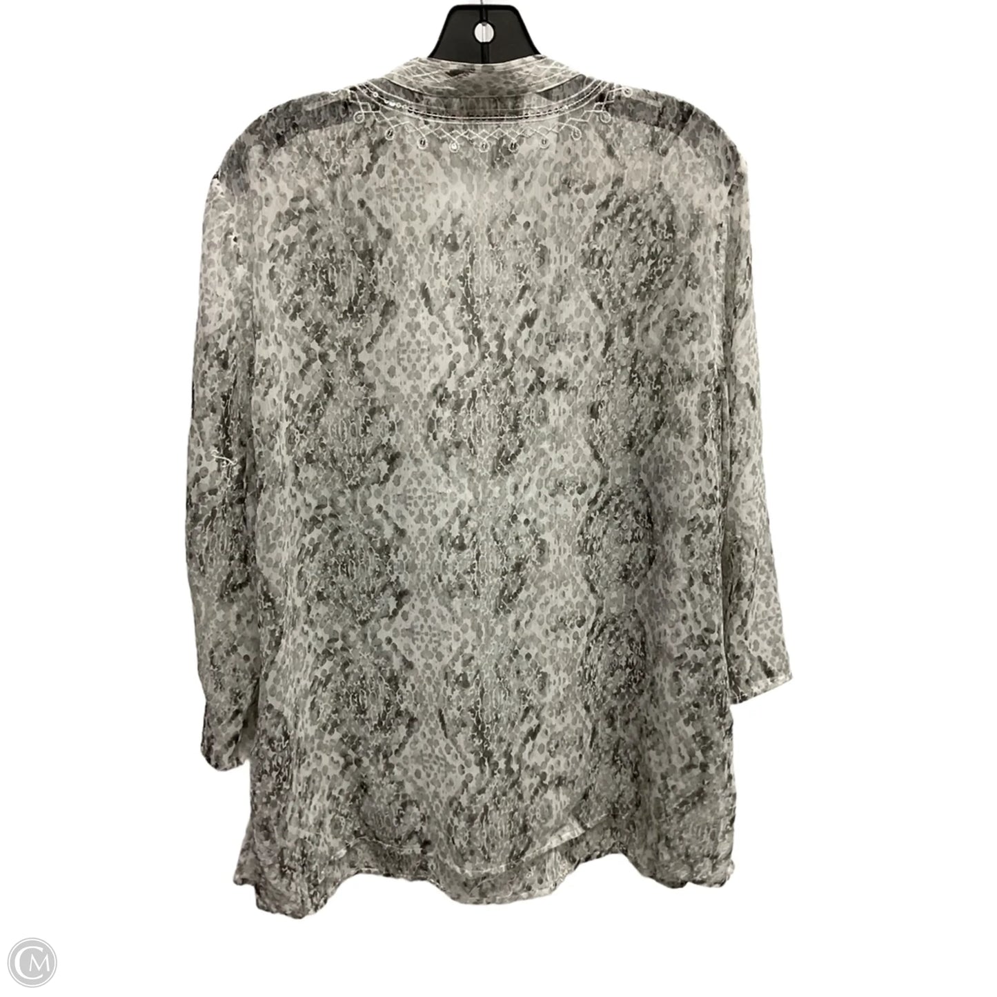 Blouse 3/4 Sleeve By Chicos In Silver, Size: L