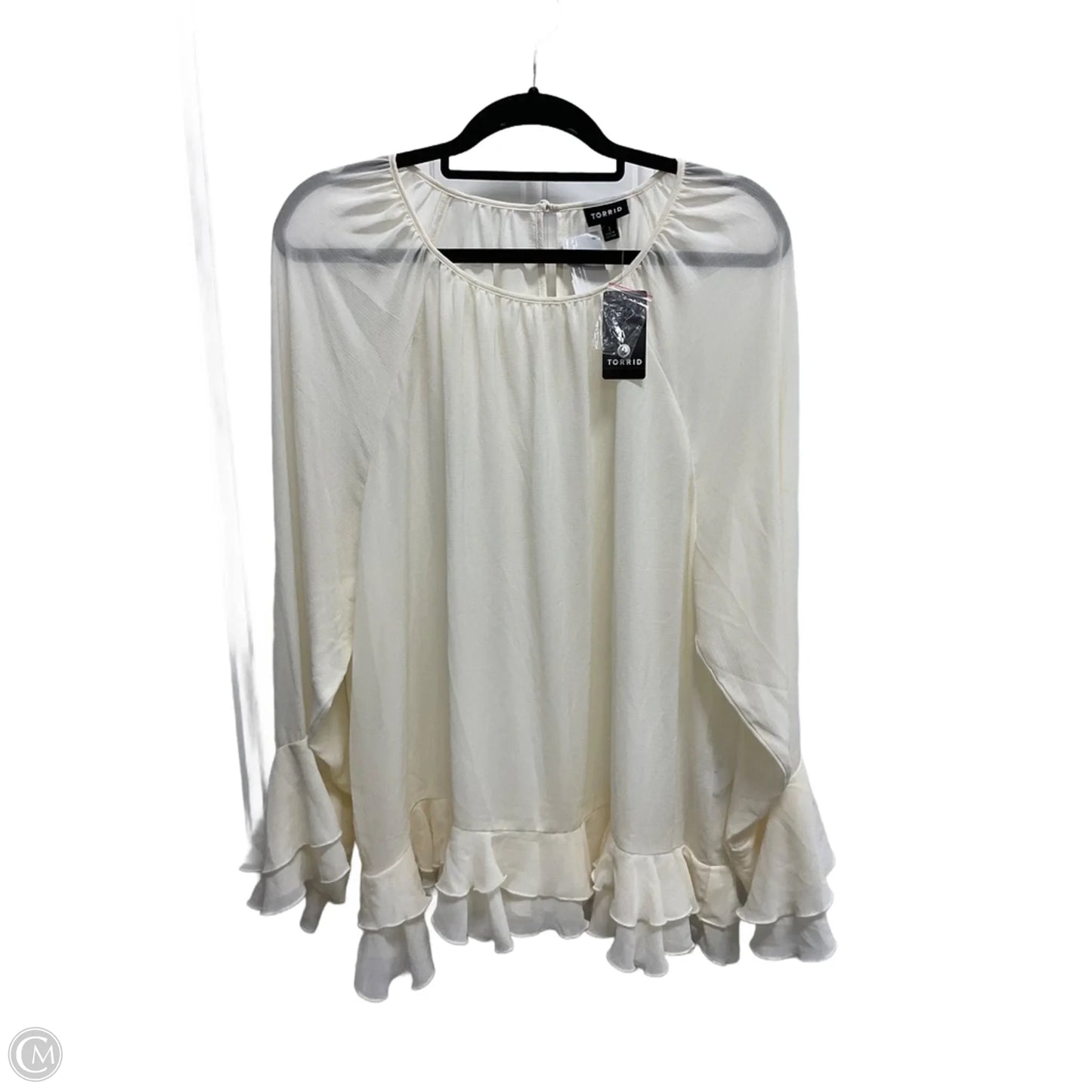 Blouse Long Sleeve By Torrid In Cream, Size: 1x