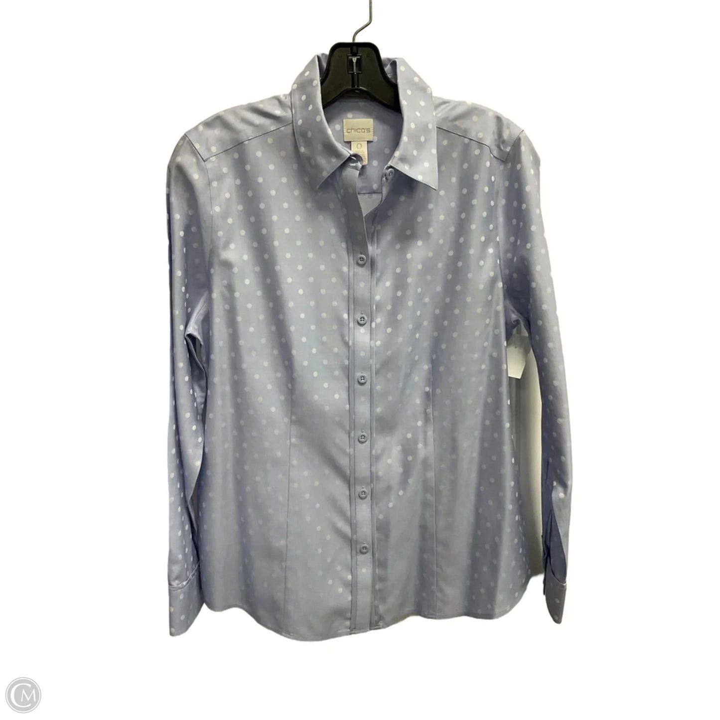 Blouse Long Sleeve By Chicos In Polkadot Pattern, Size: S