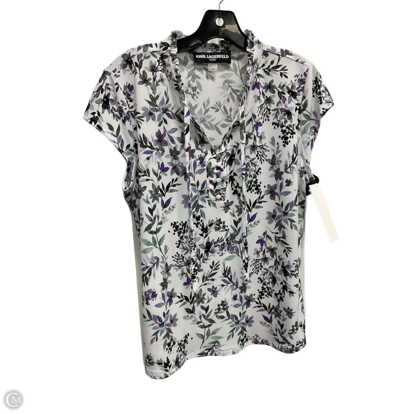 Top Sleeveless Designer By Karl Lagerfeld In Floral Print, Size: L