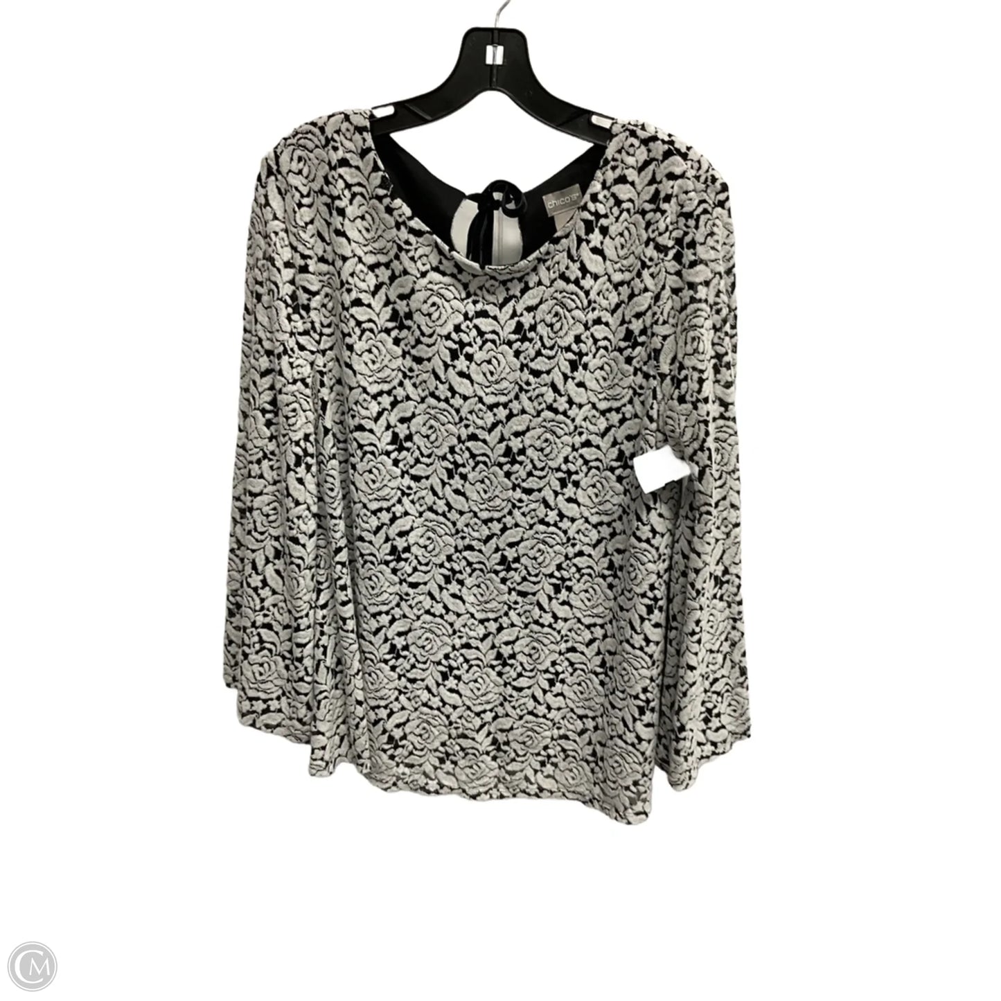 Blouse Long Sleeve By Chicos In Black & White, Size: M