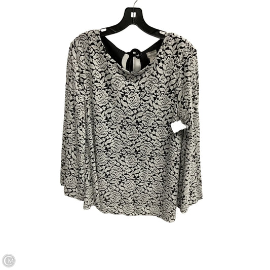 Blouse Long Sleeve By Chicos In Black & White, Size: M