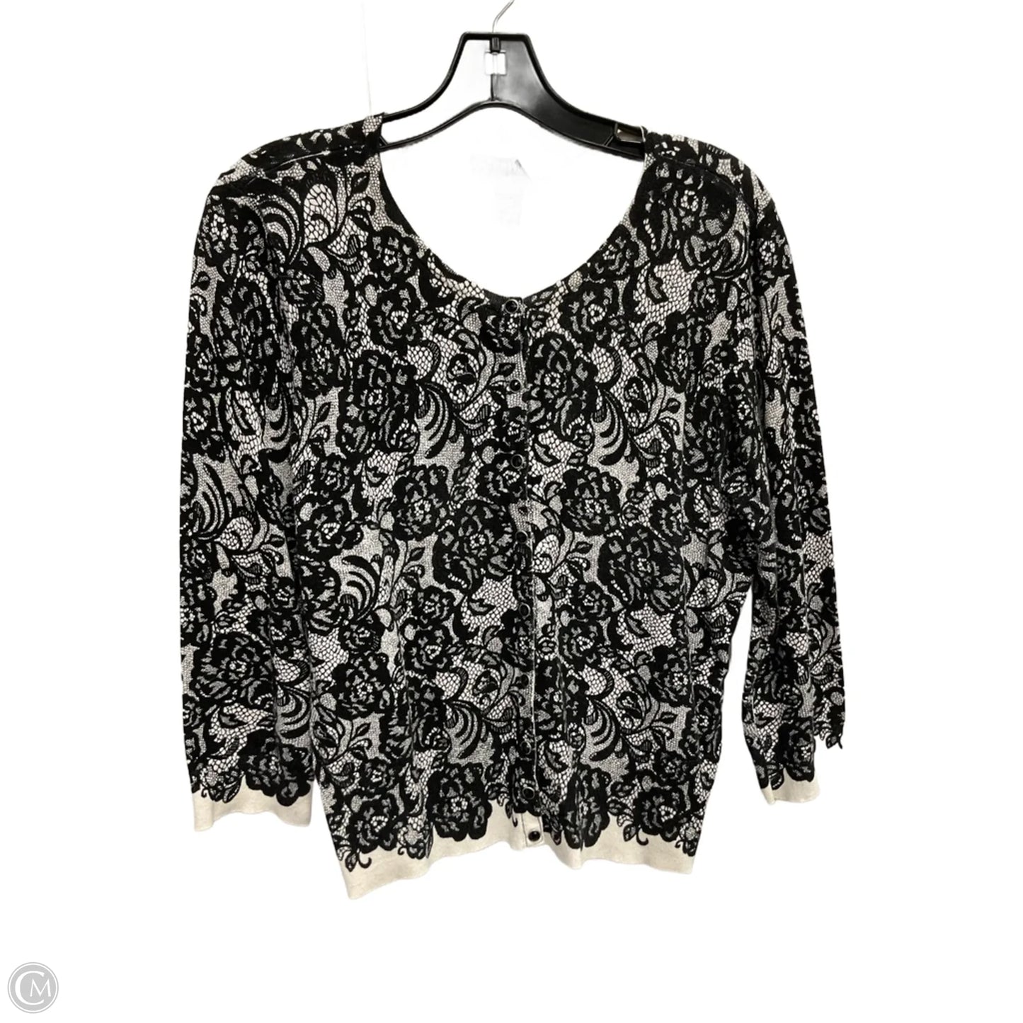 Cardigan By White House Black Market In Black & White, Size: L