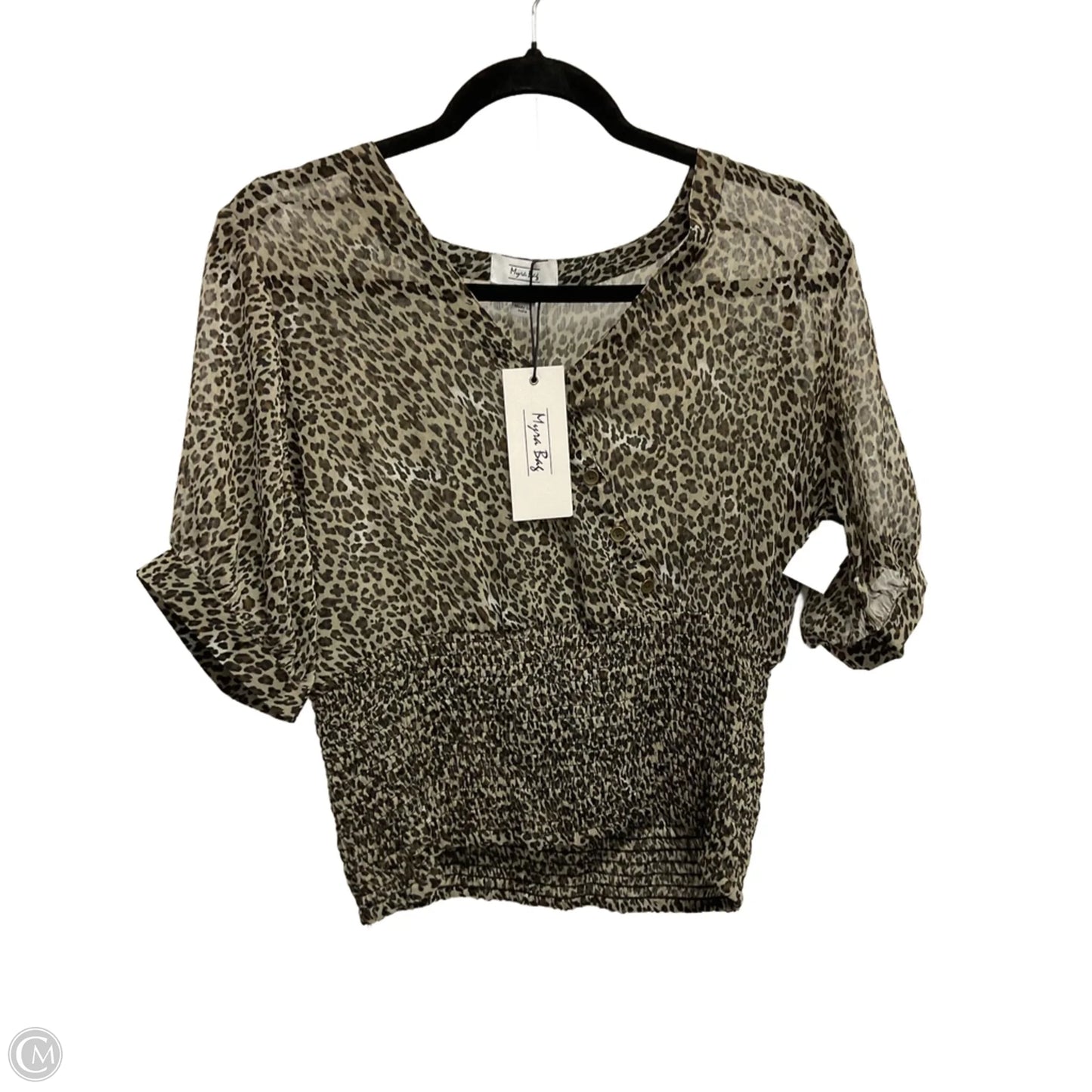 Blouse Short Sleeve By Myra In Leopard Print, Size: Xl