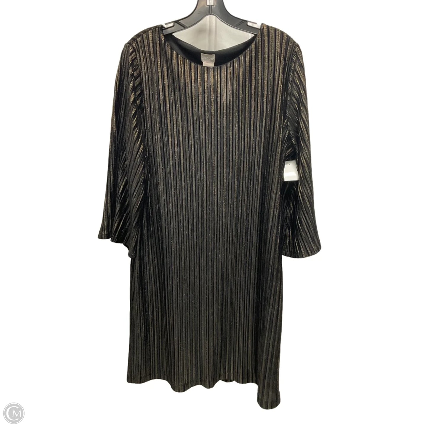 Dress Party Midi By Chicos In Black & Gold, Size: L