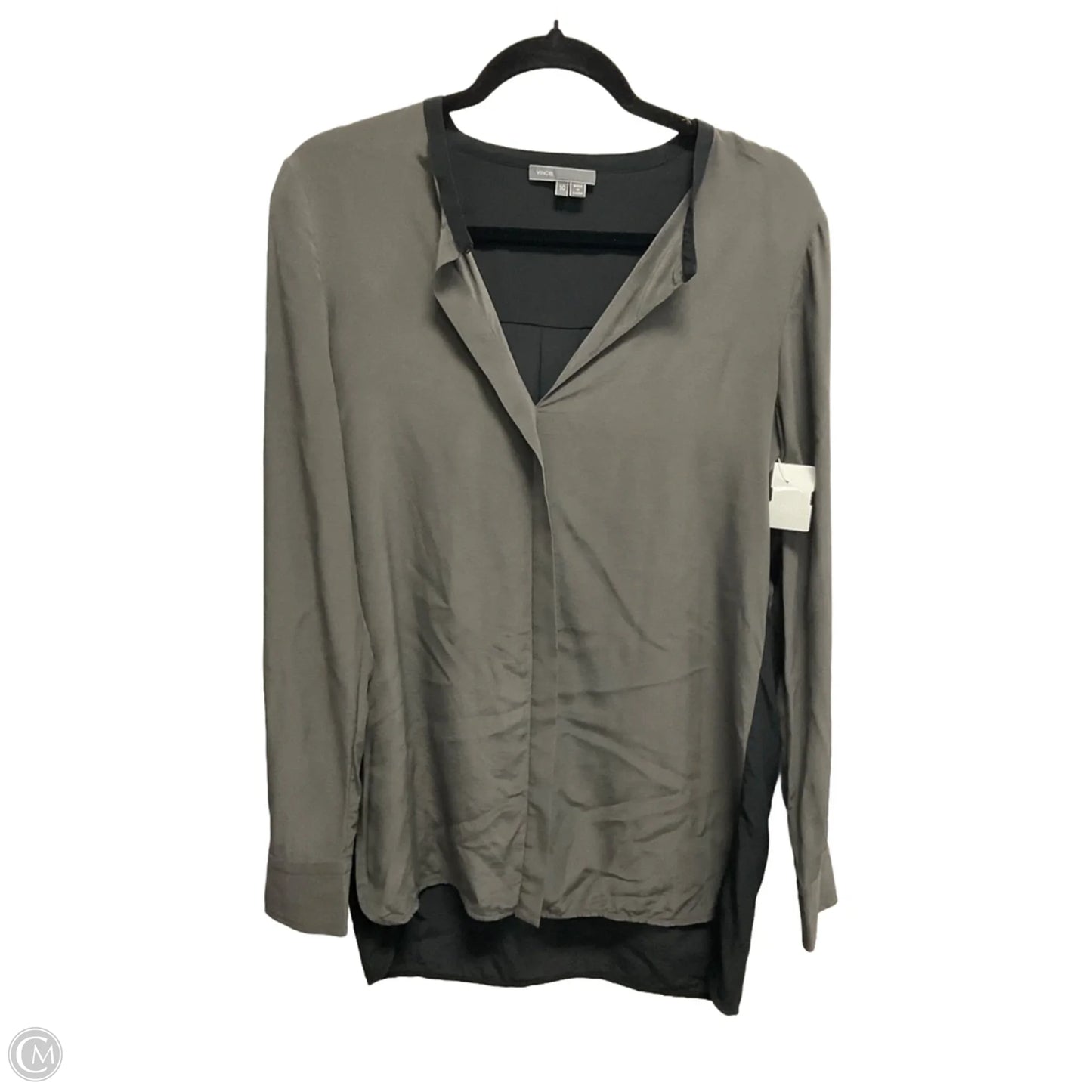 Blouse Long Sleeve By Vince In Grey, Size: M