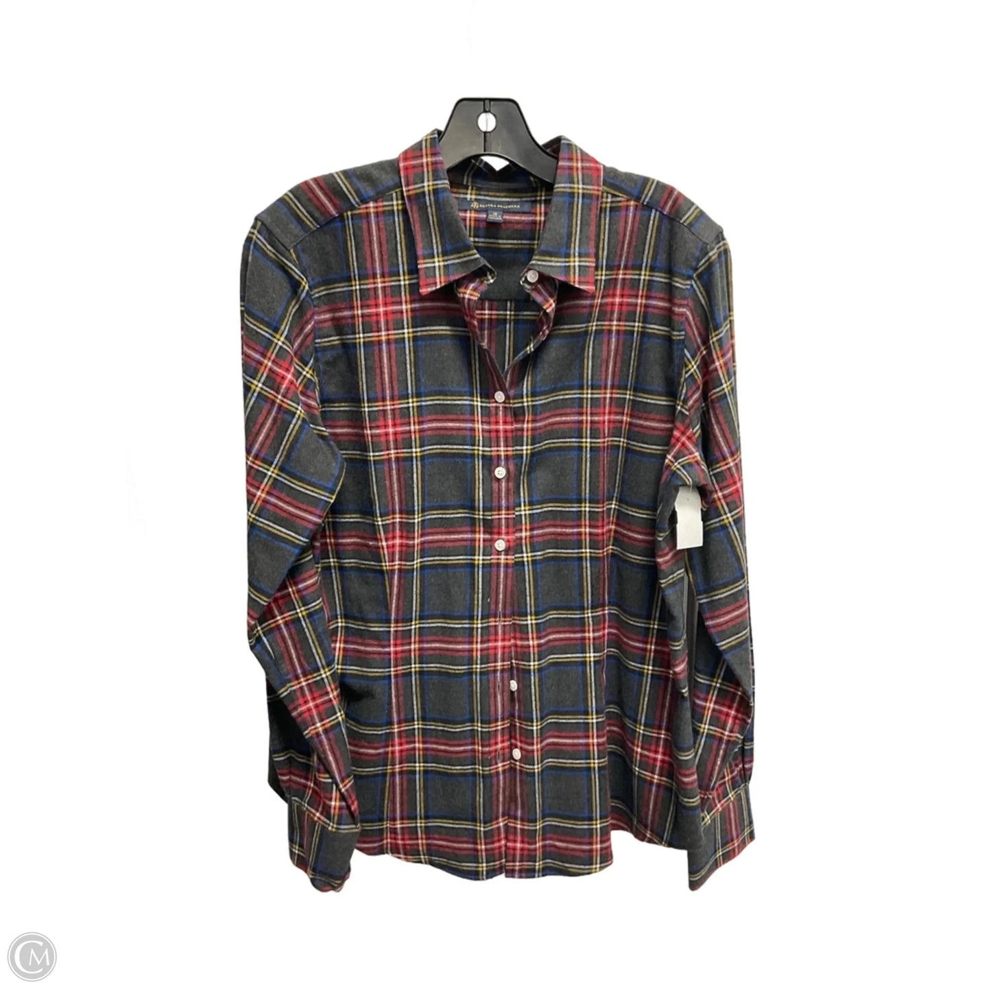 Top Long Sleeve By Brooks Brothers In Plaid Pattern, Size: L