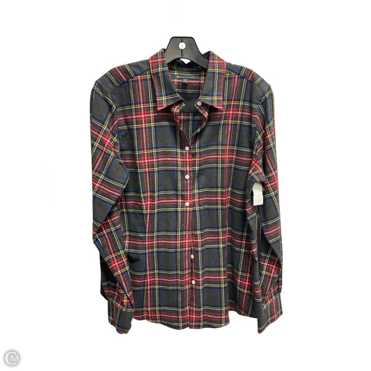 Top Long Sleeve By Brooks Brothers In Plaid Pattern, Size: L