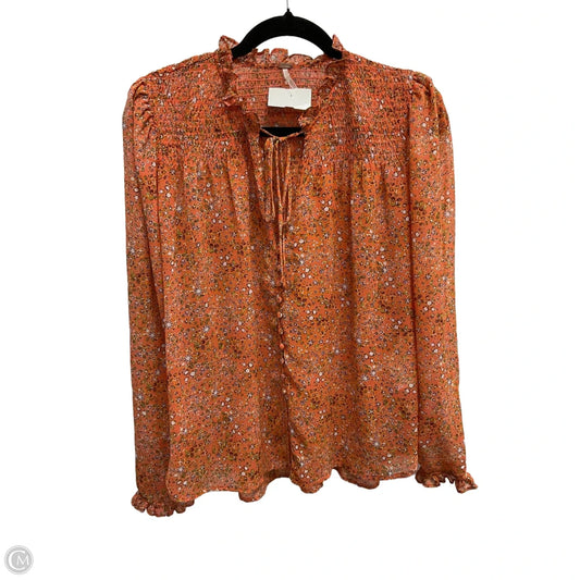 Blouse Long Sleeve By Free People In Orange, Size: S