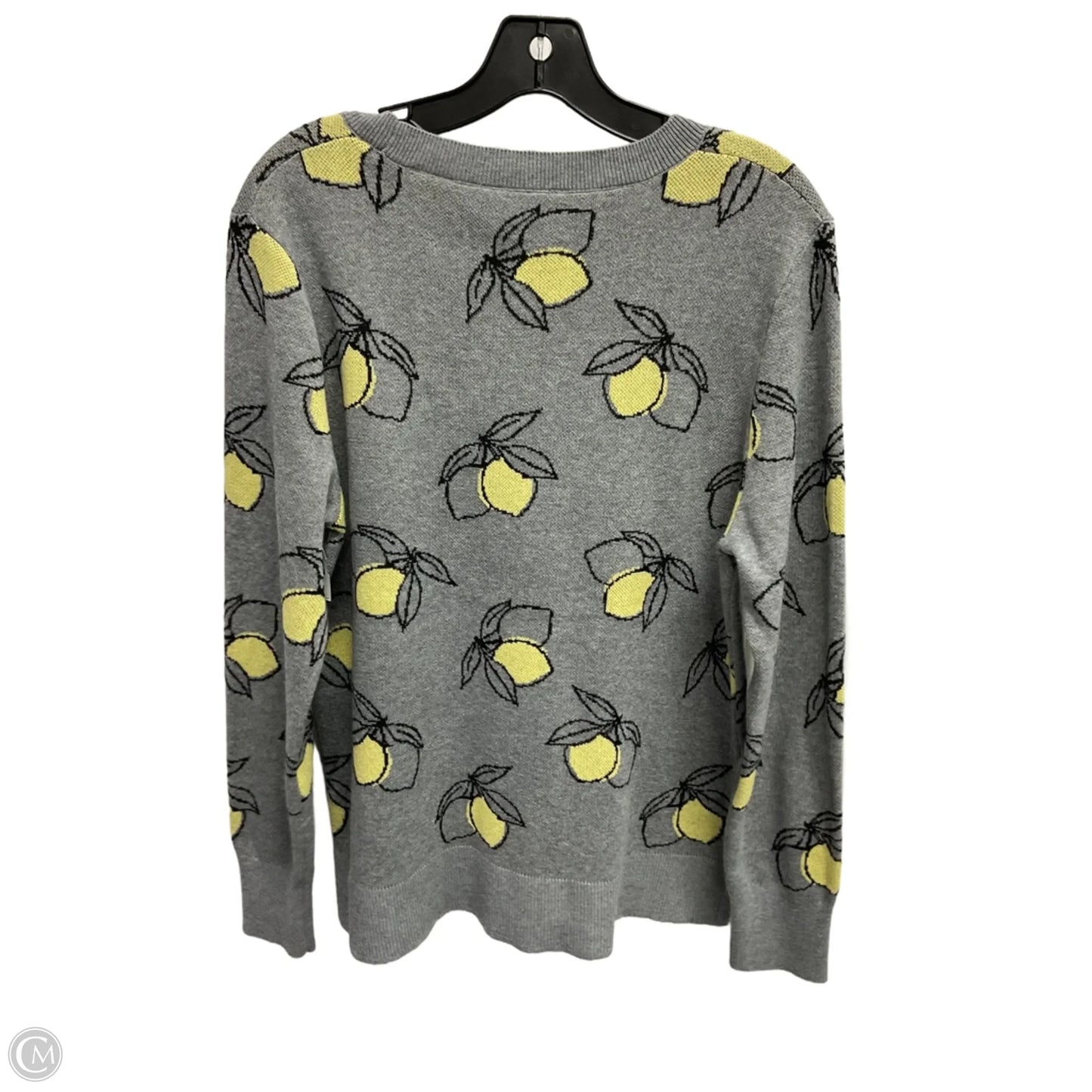 Sweater By Time And Tru In Grey & Yellow, Size: L