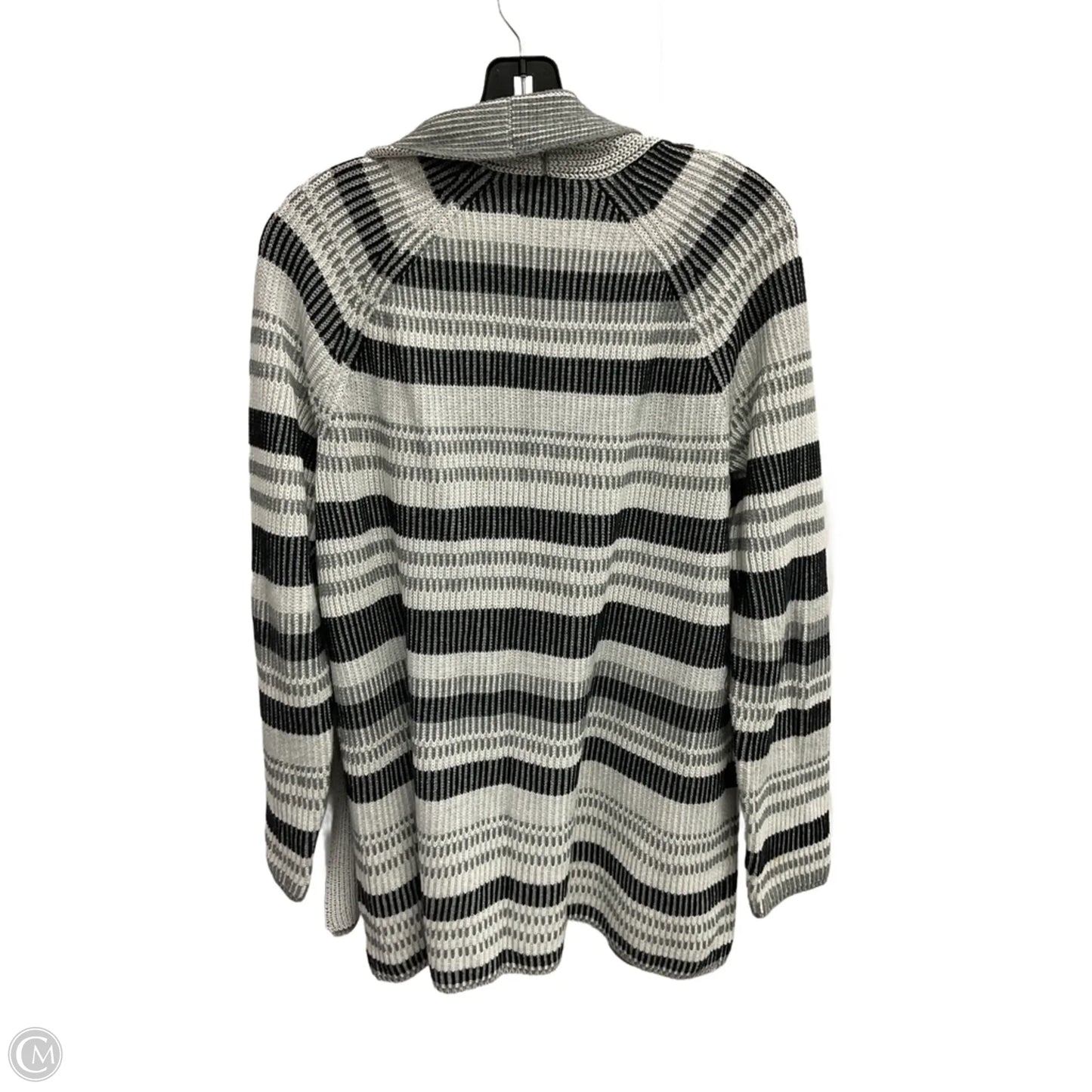 Sweater Cardigan By Lands End In Striped Pattern, Size: M
