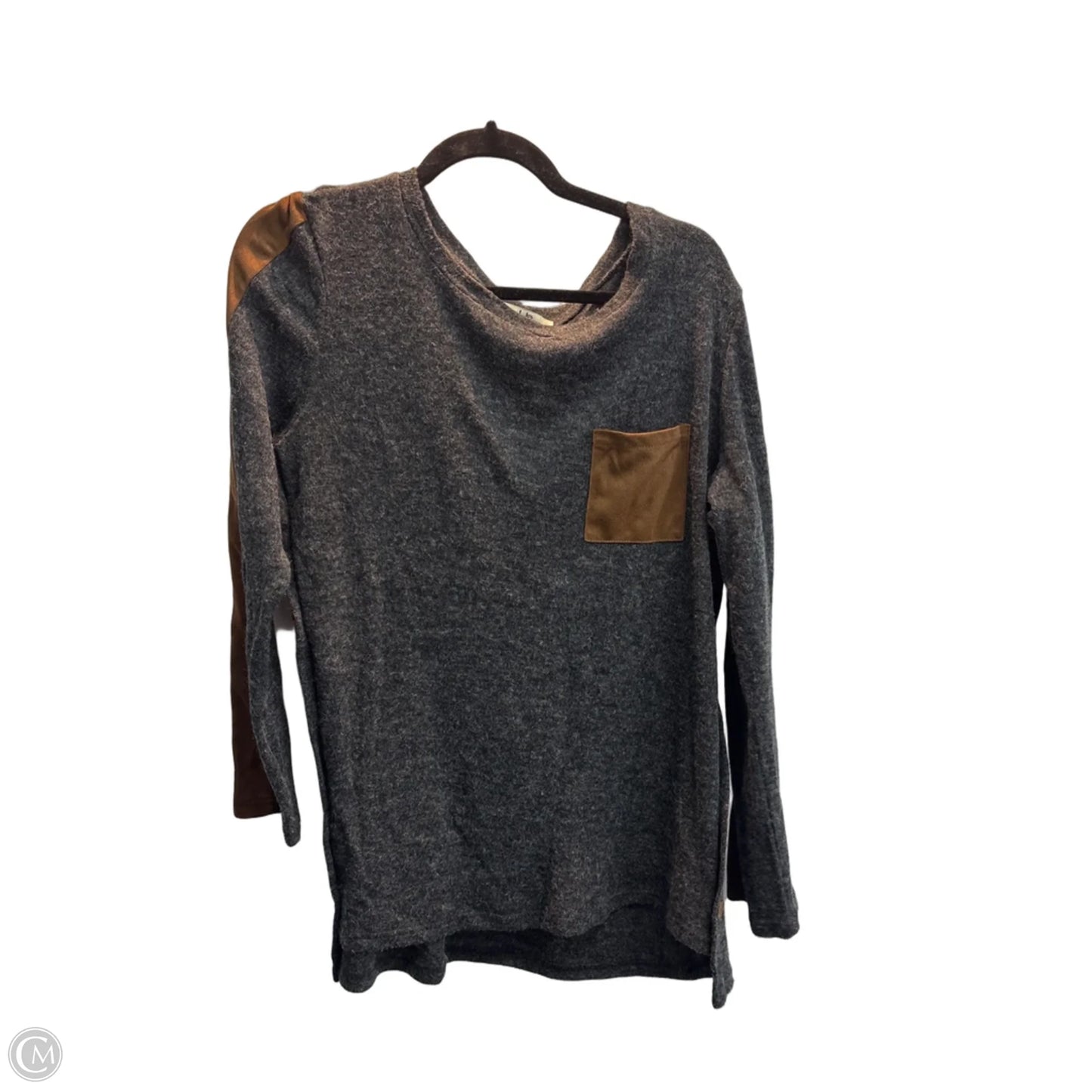 Top Long Sleeve By Ya In Brown & Grey, Size: M