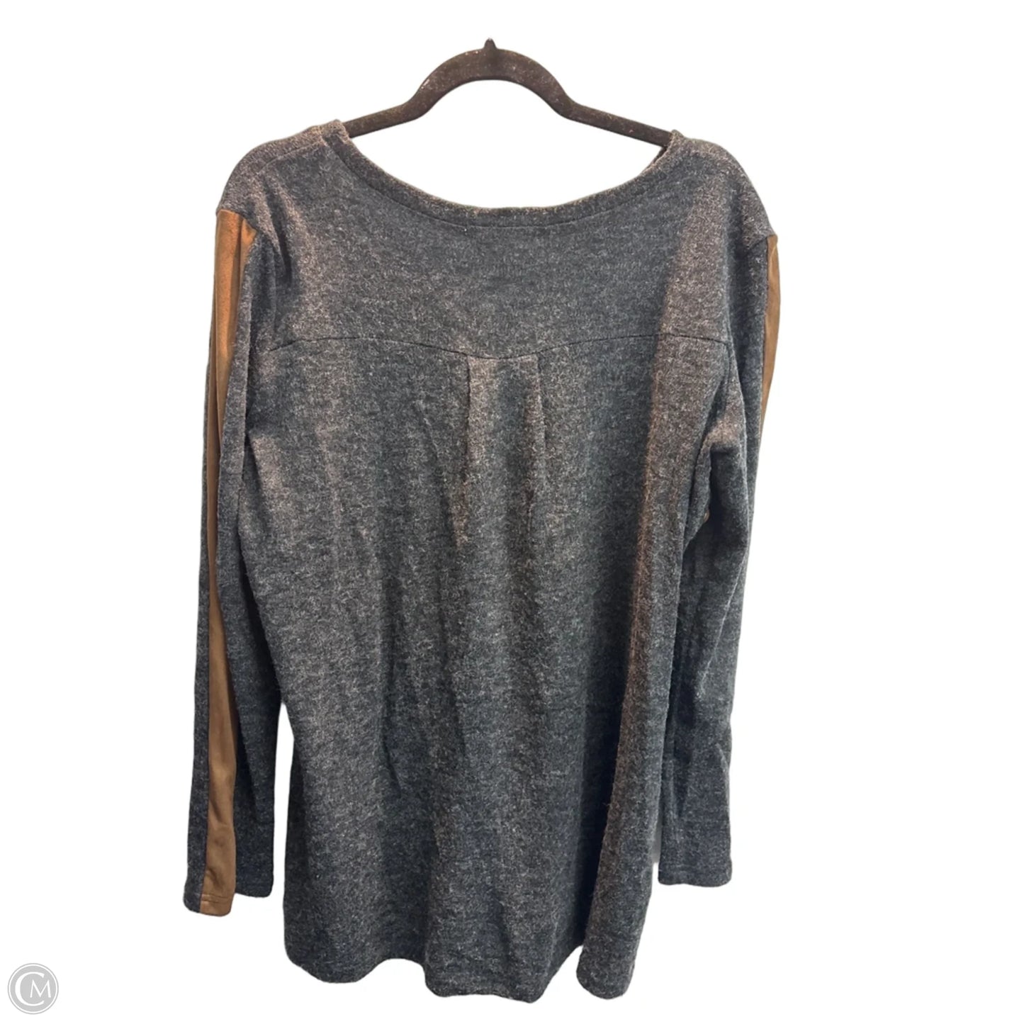 Top Long Sleeve By Ya In Brown & Grey, Size: M