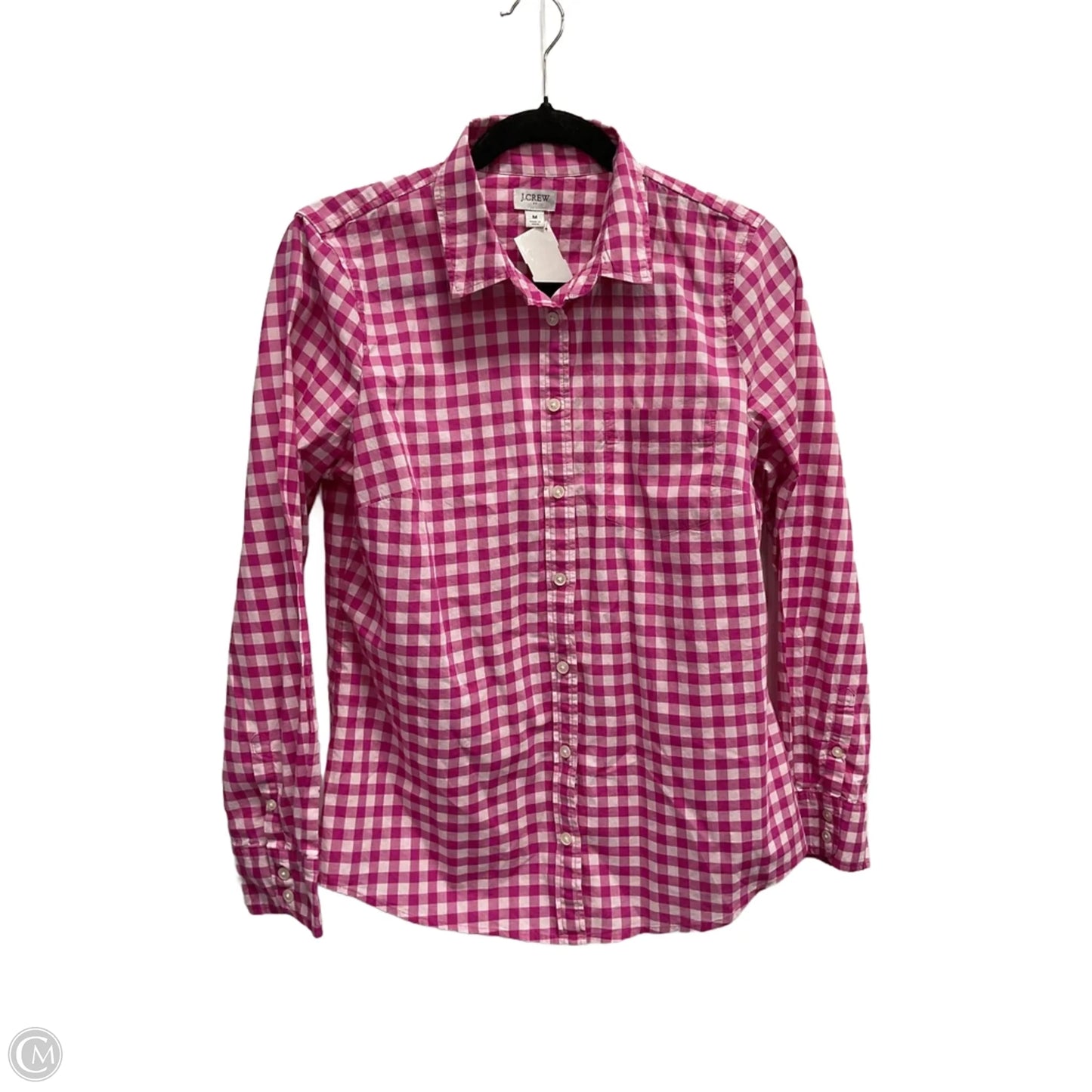 Blouse Long Sleeve By J. Crew In Checkered Pattern, Size: M