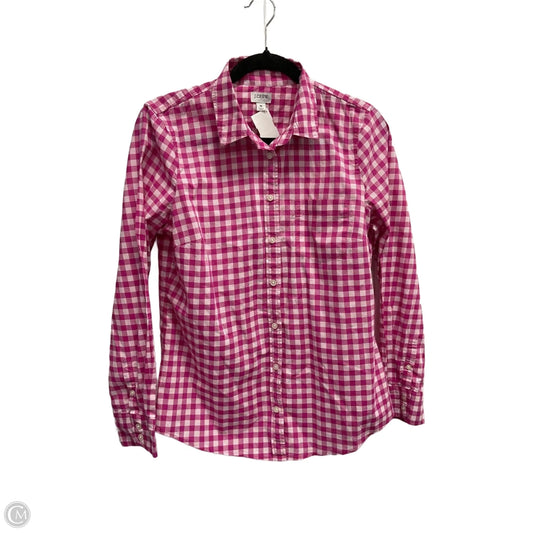 Blouse Long Sleeve By J. Crew In Checkered Pattern, Size: M
