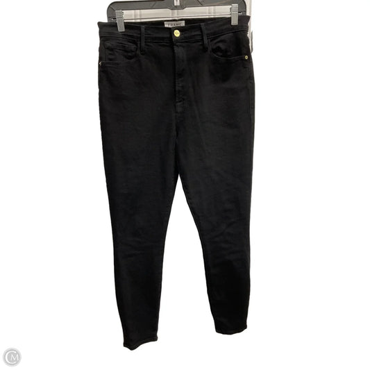 Jeans Skinny By Frame In Black Denim, Size: 12