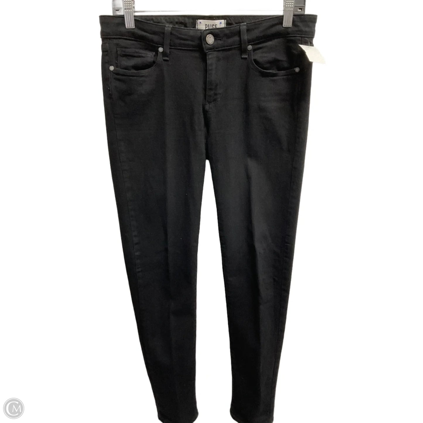 Jeans Skinny By Paige In Black Denim, Size: 8