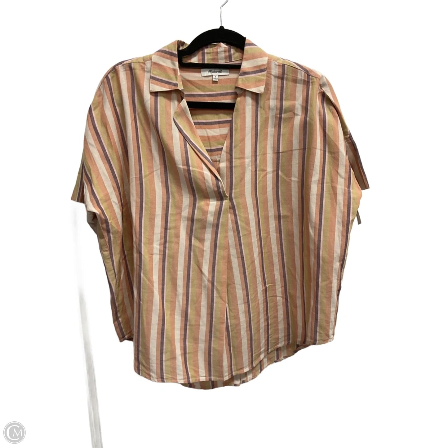 Top Short Sleeve By Madewell In Striped Pattern, Size: S