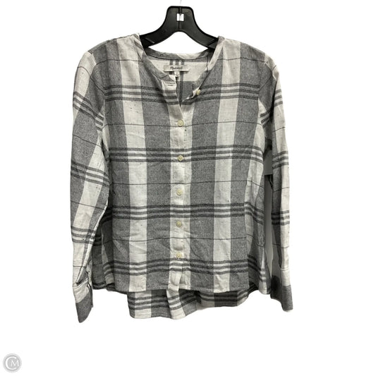Top 3/4 Sleeve By Madewell In Plaid Pattern, Size: S