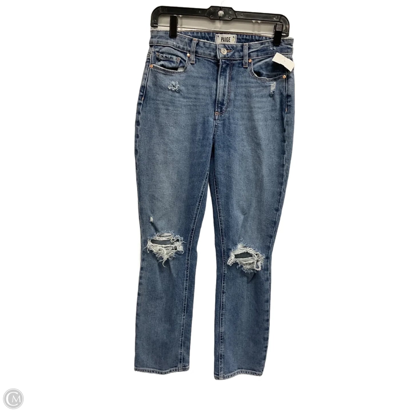 Jeans Straight By Paige In Blue Denim, Size: 4