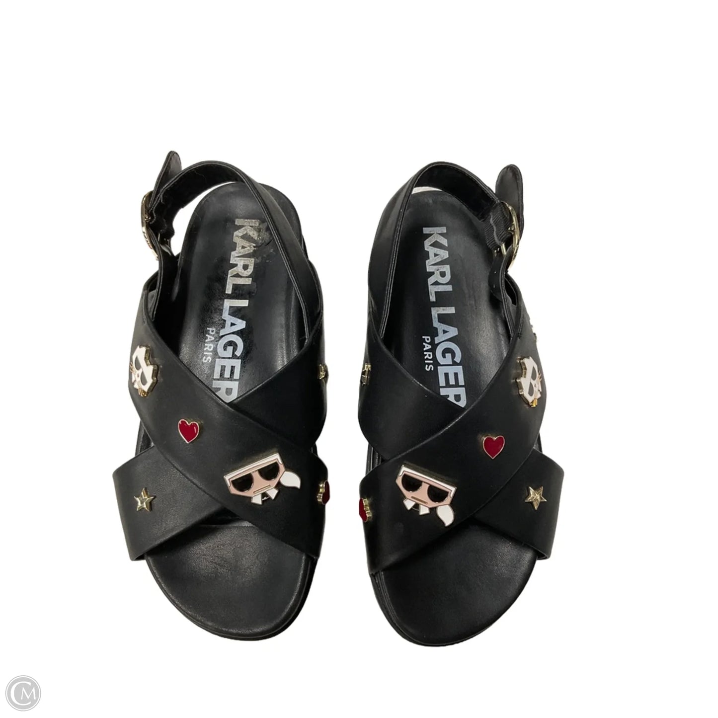 Sandals Designer By Karl Lagerfeld In Black, Size: 7.5