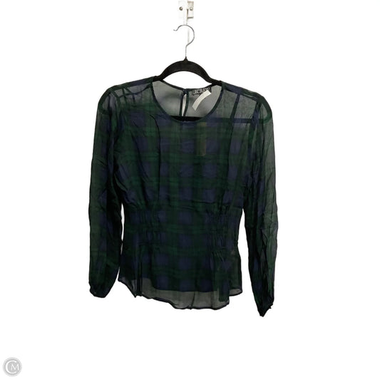 Blouse Long Sleeve By J. Crew In Plaid Pattern, Size: Xs