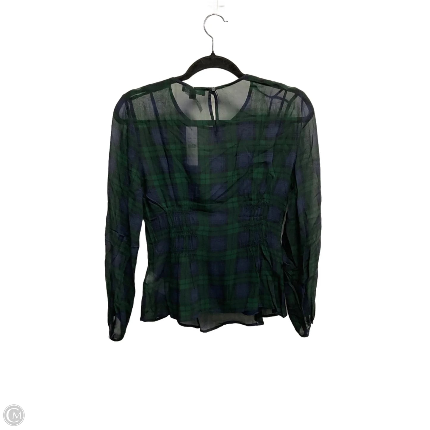 Blouse Long Sleeve By J. Crew In Plaid Pattern, Size: Xs