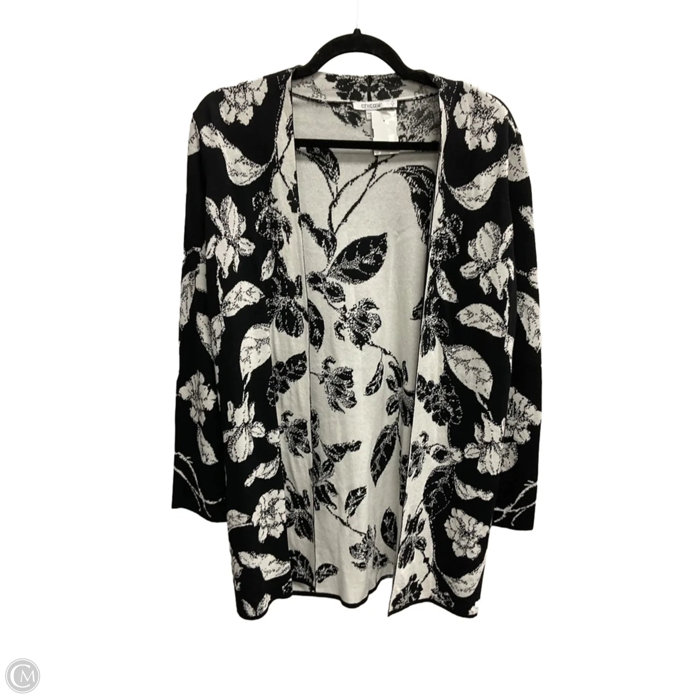 Cardigan By Chicos In Black & White, Size: S