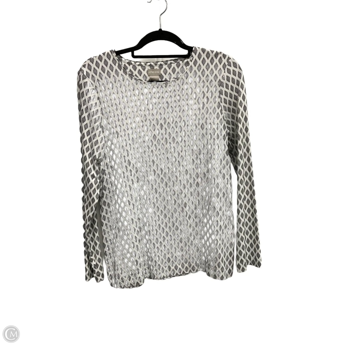 Top Long Sleeve Basic By Chicos In Geometric Pattern, Size: M