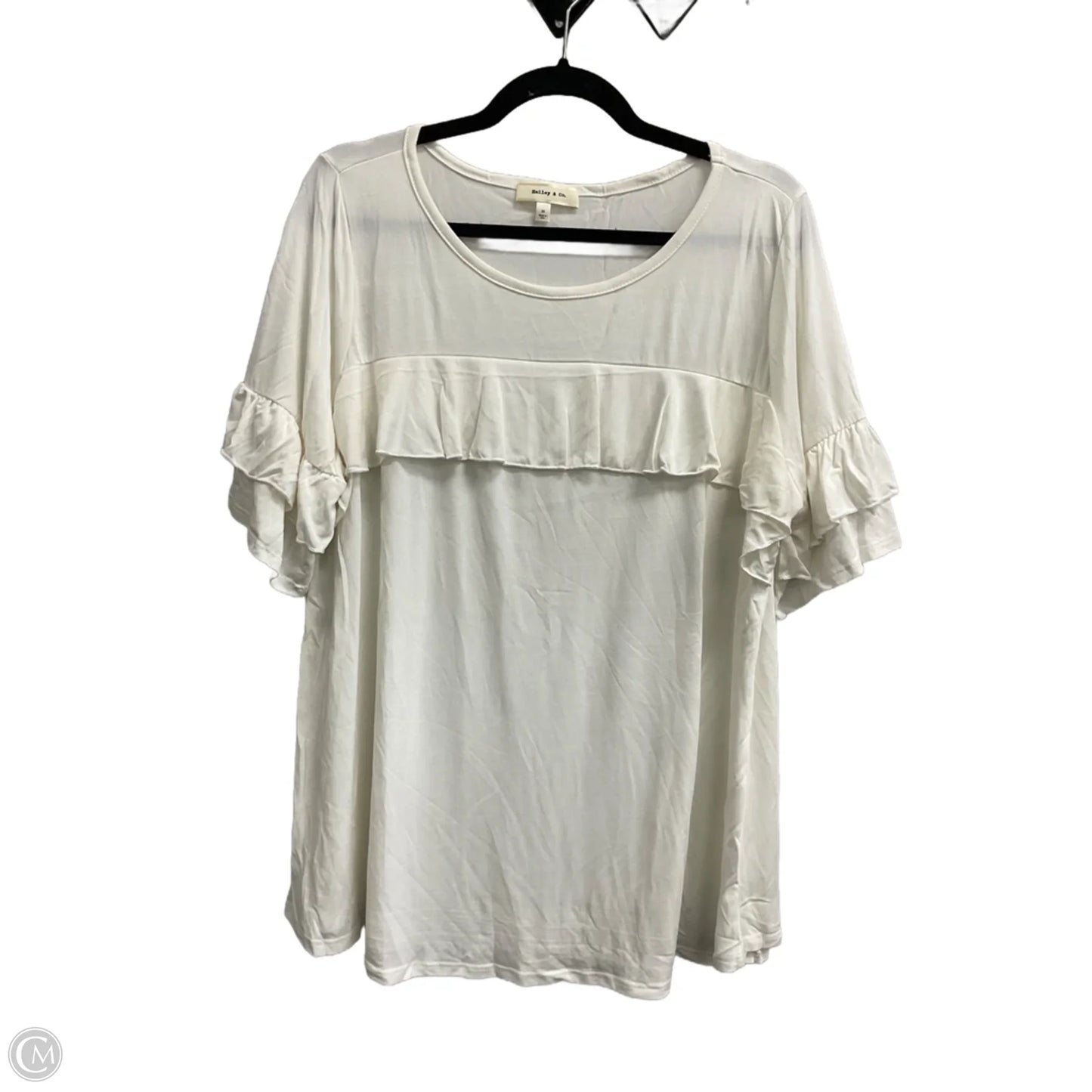 Top Short Sleeve By Hailey & Co In Cream, Size: 3x