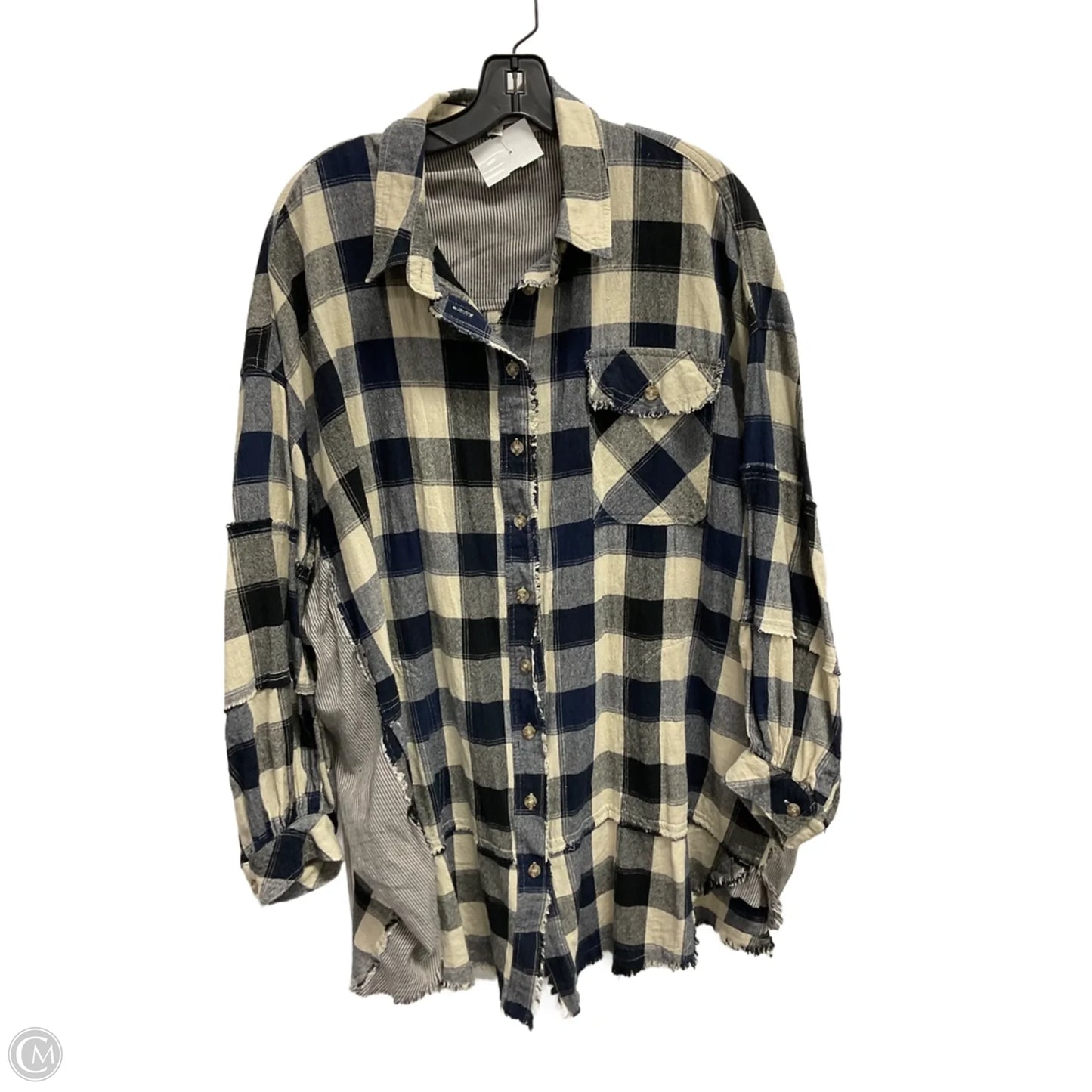 Tunic Long Sleeve By Easel In Checkered Pattern, Size: L