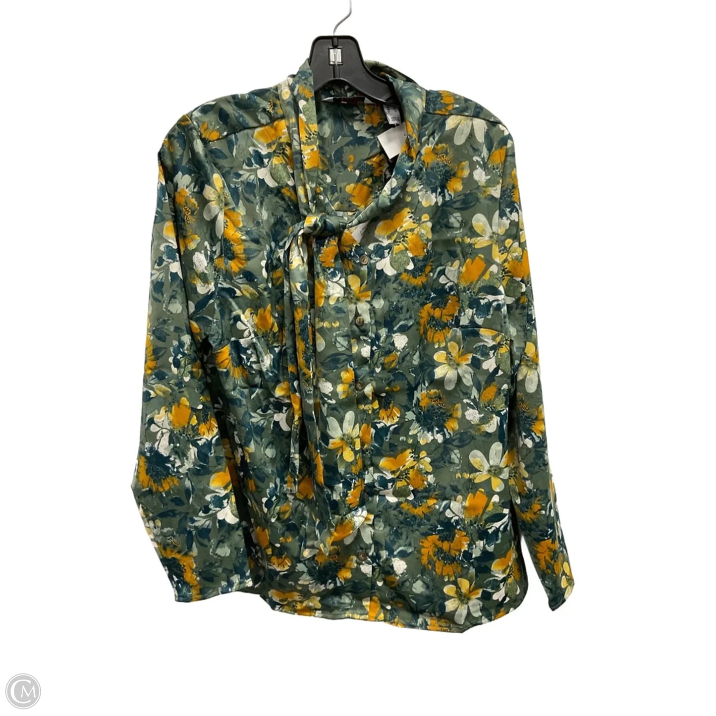 Blouse Long Sleeve By D&co. In Floral Print, Size: M