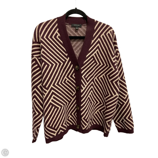 Sweater Cardigan By Ann Taylor In Geometric Pattern, Size: L