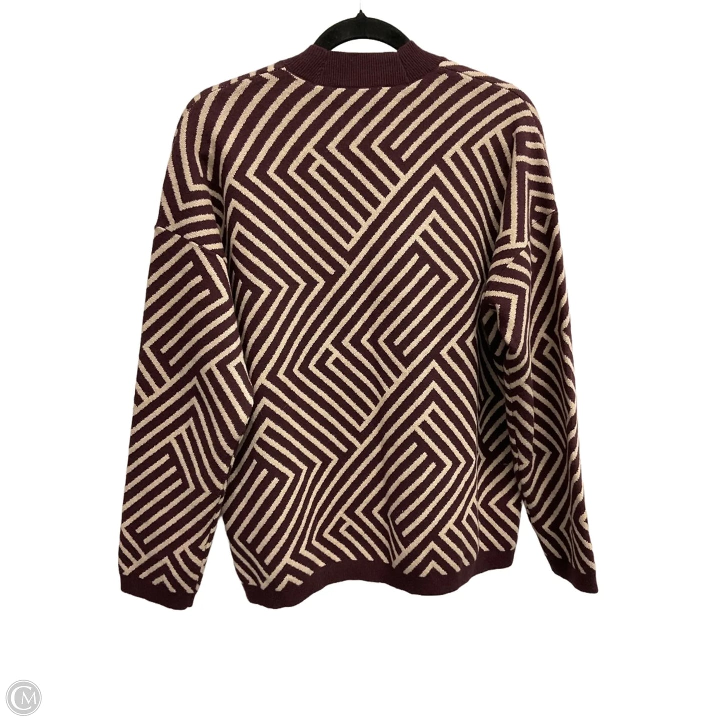 Sweater Cardigan By Ann Taylor In Geometric Pattern, Size: L