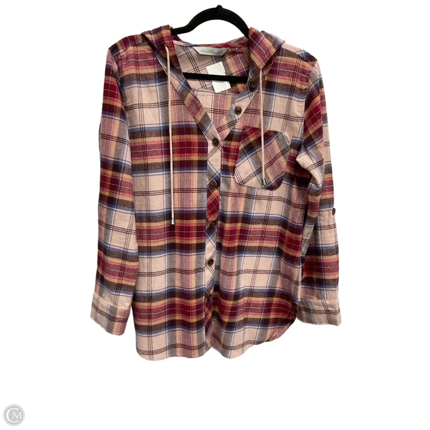 Sweatshirt Hoodie By Keren Hart In Plaid Pattern, Size: M