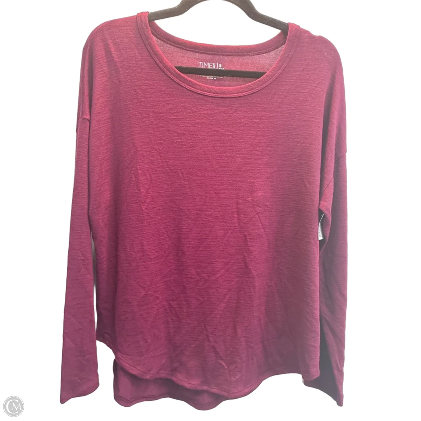 Top Long Sleeve Basic By Time And Tru In Maroon, Size: S