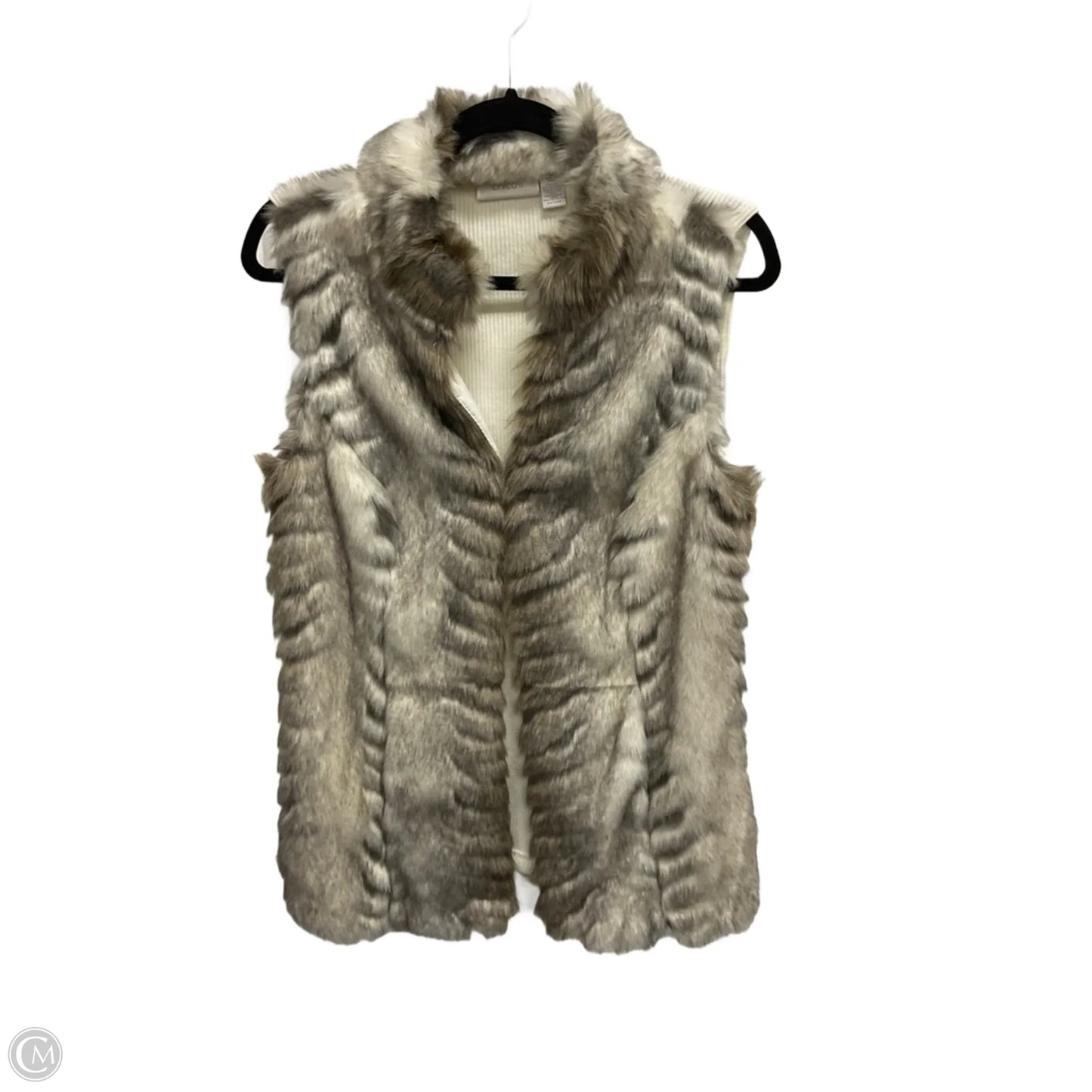 Vest Faux Fur & Sherpa By Chicos In Beige, Size: S