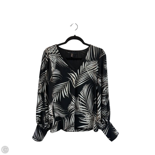 Blouse Long Sleeve By White House Black Market In Black & Tan, Size: M